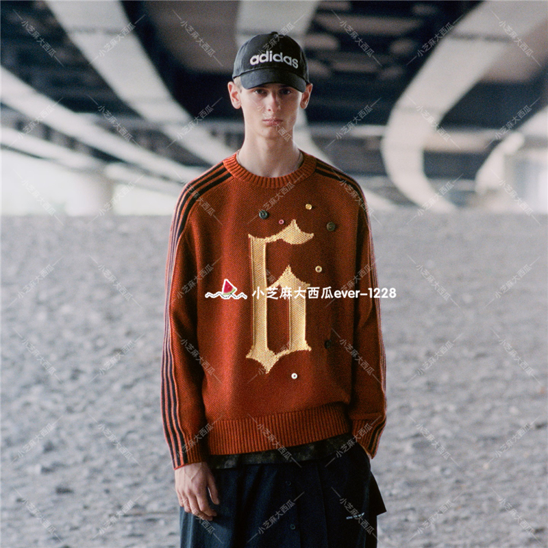 adidas三叶草宽松长袖毛衣套头衫