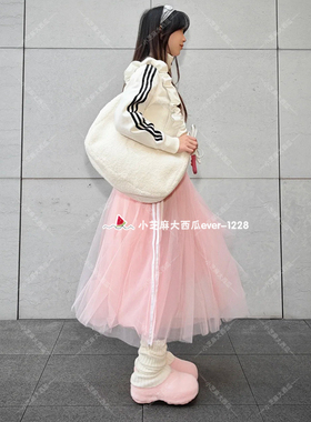 adidas三叶草专柜正品女子优雅薄纱复古绢纱半身裙KS6562KS6563