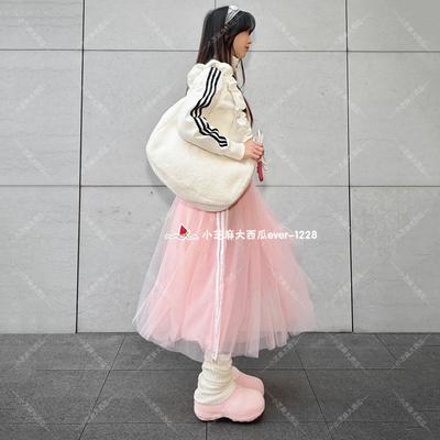 adidas三叶草复古绢纱半身裙