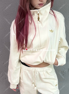 adidas三叶草CNY新年款女子慵懒风半开襟运动卫衣KT3135KT0725