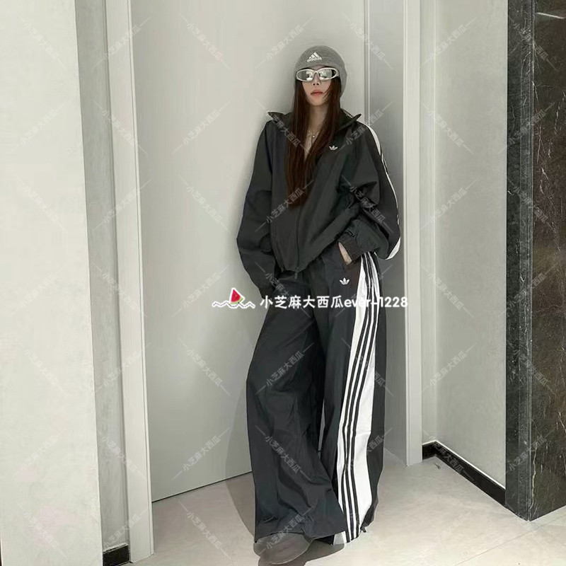 adidas三叶草梭织宽松运动裤