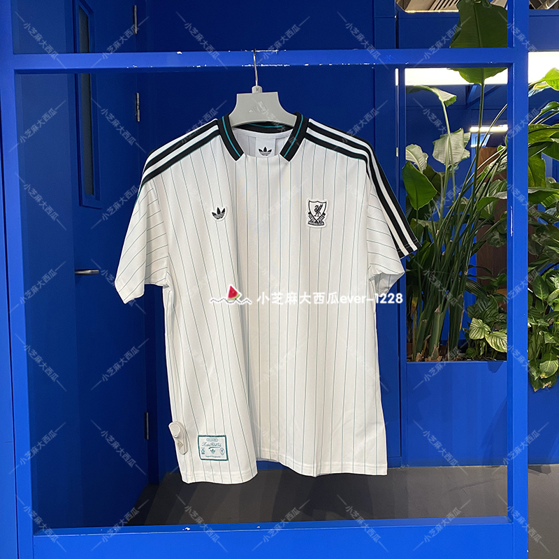 adidas三叶草条纹短袖球衣T恤