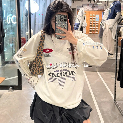 adidas三叶草运动宽松长袖T恤