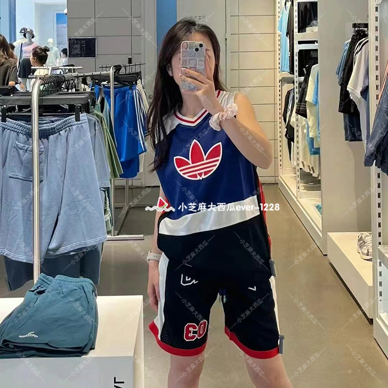 adidas三叶草运动衫V领背心