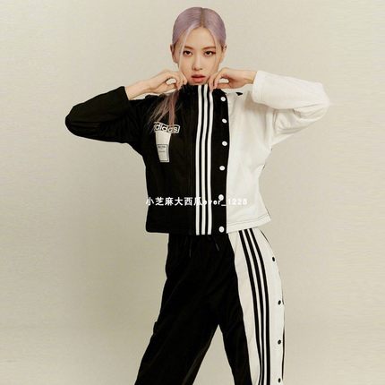 adidas三叶草专柜正品按扣开襟撞色复古女短款立领风衣外套GJ6561