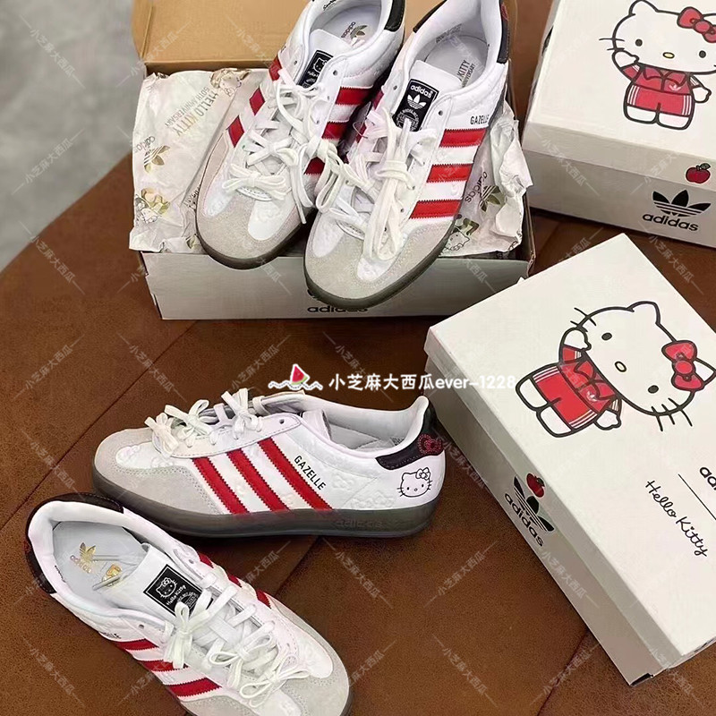 adidas三叶草HELLO KITTY GAZELLE男女运动板鞋德训鞋T头鞋II0013