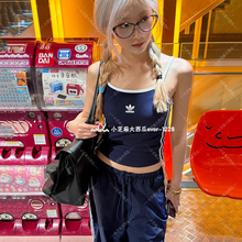 adidas三叶草女子侧边经典抽拉绳褶皱设计运动背心KE3887KE3888