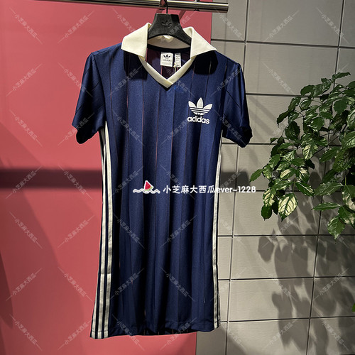 adidas三叶草短袖翻领连衣裙