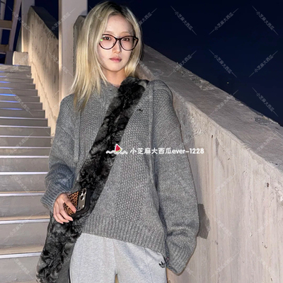 adidas三叶草专柜正品女子宽松针织运动连帽套头衫KS5967KS5968