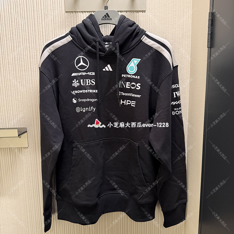 adidas阿迪达斯梅赛德斯AMG马石油F1车队宽松连帽套头卫衣KF0166