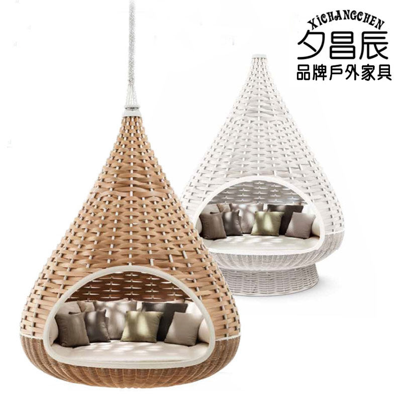 顺云订做巴黎设计特大藤巢居鸟巢鸟窝吊床花园别墅吊篮庭院户外床