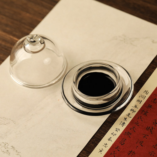 房水晶玻璃带盖保湿墨碟