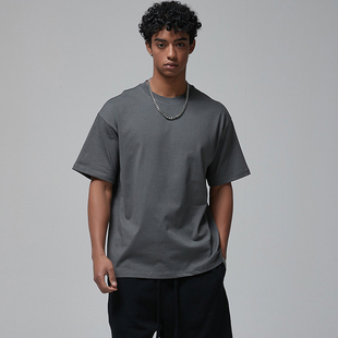 美式重磅宽松短袖T恤男运动休闲落肩纯色潮牌fog纯棉健身衣服打底