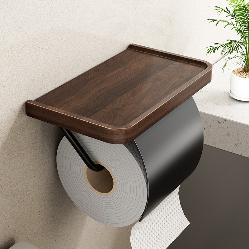 【狂欢价】实木卷纸架厕纸挂架置物架免打孔卫生间纸巾盒挂壁式厕所手纸架
