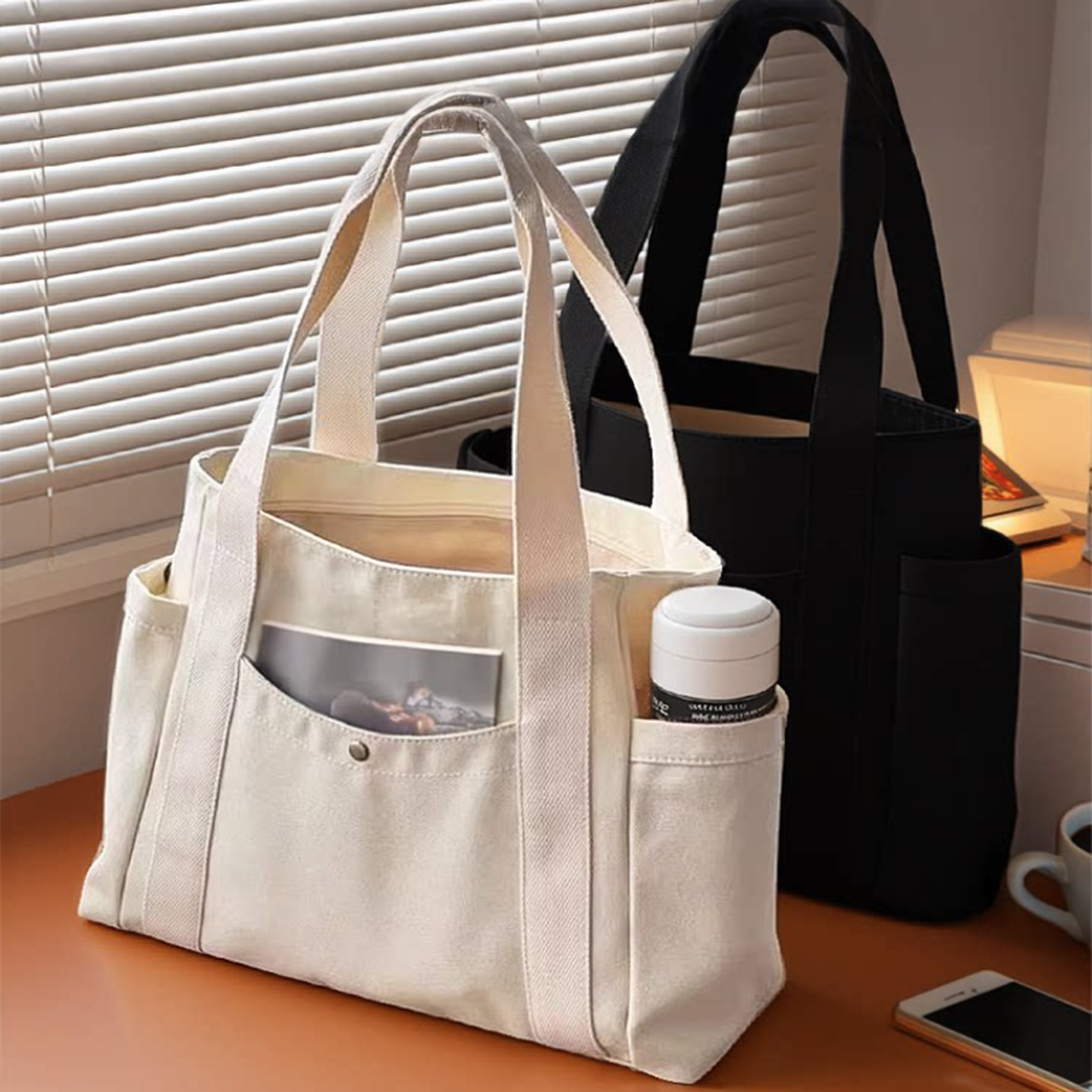 上班高级感帆布包上班外出高颜值通勤百搭学生装书单肩布袋包手提