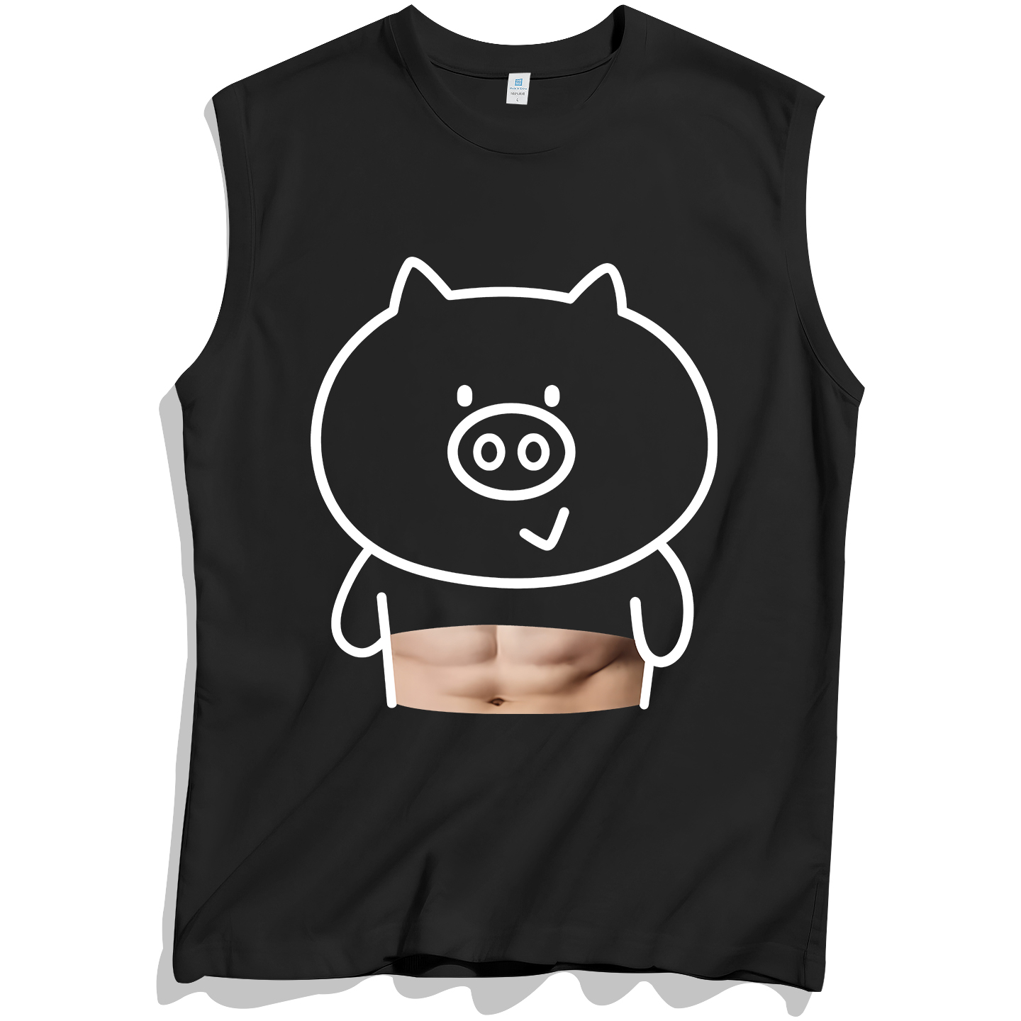 两2元88vip商品小猪男士无袖男t恤纯棉训练运动健身背心男款打底