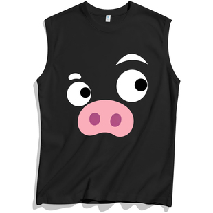 男t恤纯棉训练运动健身背心男款 无袖 打底 88vip商品小猪男士 两2元