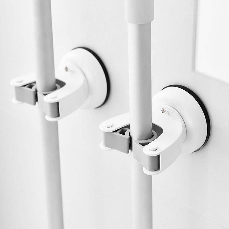 日本强力真空吸盘挂钩拖把夹卫生间壁挂式收纳扫把卡座支架置物架