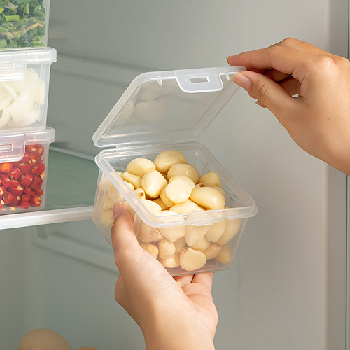 家用冰箱葱姜蒜收纳盒食品级翻盖保鲜盒葱花大蒜生姜片小号分装盒