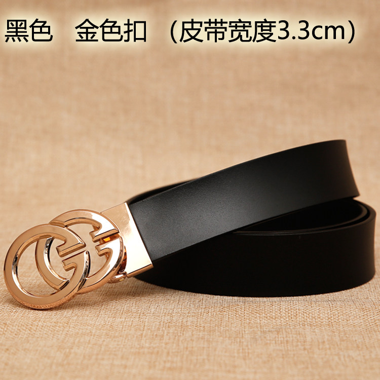 酷奇女款时尚百搭皮带真皮软皮简约牛仔裤宽腰带潮装饰免打孔腰带图片