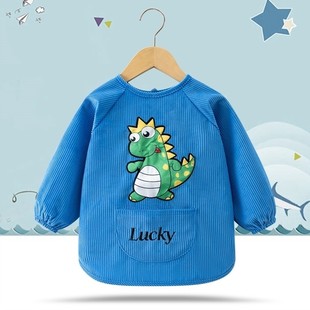 灯芯绒宝宝罩衣吃饭防水防脏纯棉春秋儿童反穿衣男童外穿婴儿围兜