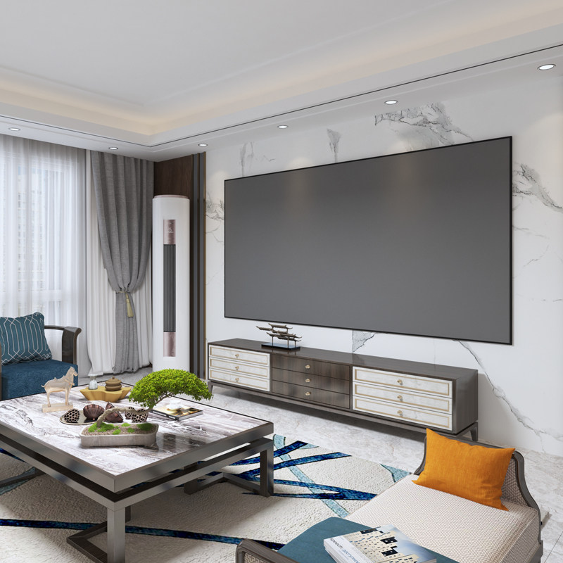 雄爵投影幕布投影家用菲涅尔抗光幕家商用客厅画框布幕嵌入式100寸菲涅尔4K窄边硬屏壁挂磁吸灰黑晶防光幕布