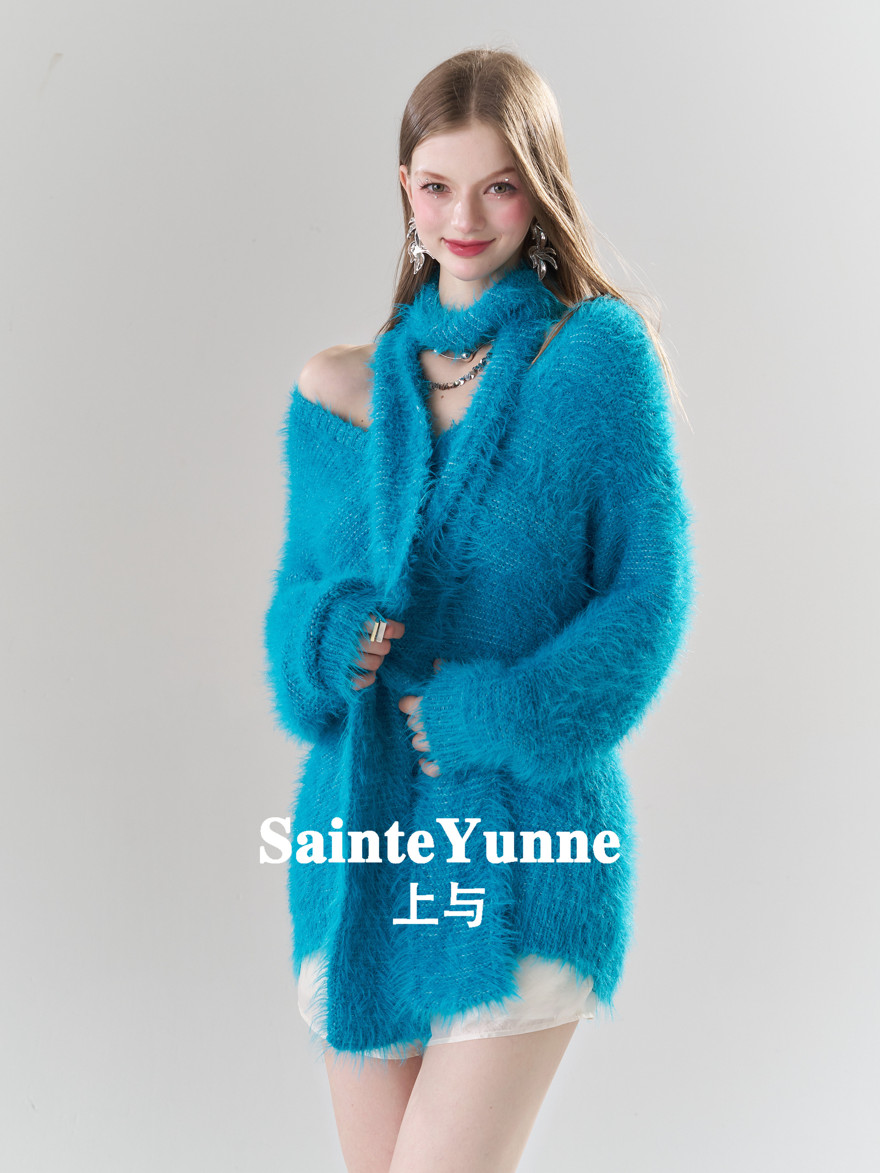 限时破价 SainteYunne温暖贵气显白长毛氛围显瘦v领毛衣SY204