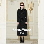 SainteYunne上与黑金贵气高定系带羊毛大衣秋冬长款 毛呢外套DY859