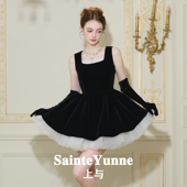 SainteYunne上与秋季 连衣裙LQ801 丝绒蓬蓬短款 新品 高贵黑天鹅