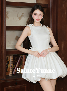 SainteYunne上与【白茶茉莉】贵气绑带连衣裙秋季新品花苞裙LQ812