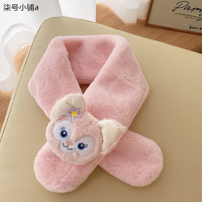 可爱通玲贝儿围巾季脖s风韩仿毛毛绒围巾卡娜冬毛茸围女童in版兔