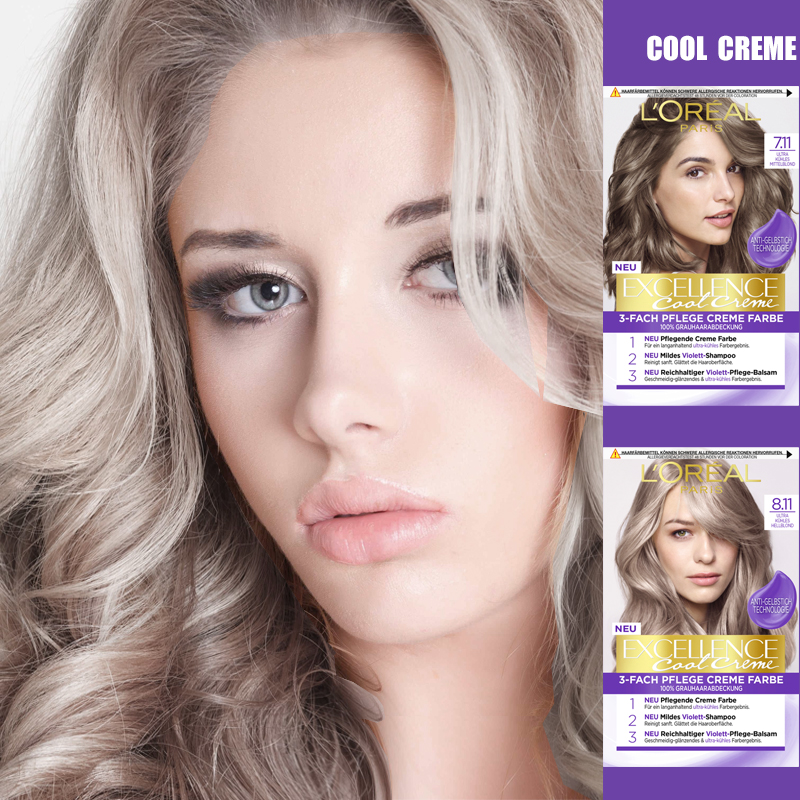 法国欧莱雅亚麻灰金色奶茶染发剂