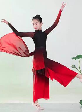 送扇子儿童古典舞蹈服女身韵练功秧歌中国舞民族艺考飘逸溯跃服演