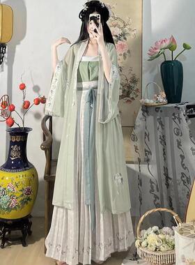 送扇子汉衿记原创绣花茉莉】汉服女宋制【正品齐腰百褶裙日常春夏