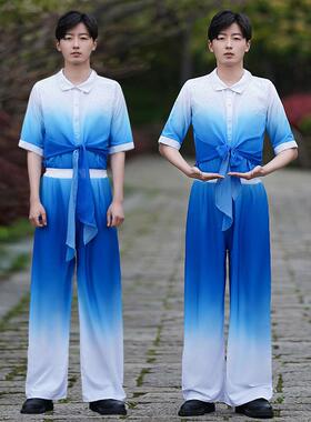 现代舞蹈演出服装女快板洋装开 场舞大合唱团歌伴舞蹈表演服男装