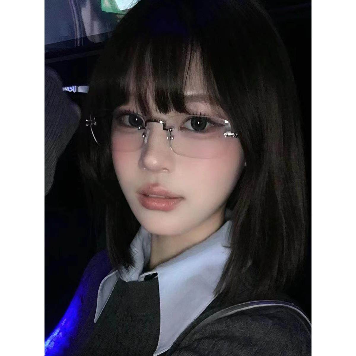 银色无框眼镜女纯欲高级感近视可配度数御姐显脸小防蓝光平光眼睛,ZIPPO/瑞士军刀/眼镜,定制成品光学镜,淘宝优惠券,粉丝福利购,淘宝优惠卷