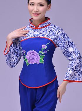 送扇子服秧歌2025演出服新款套装中老年村姑采茶衣服女阿庆嫂舞蹈