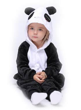 万圣节功夫熊猫人偶服装大熊猫衣服儿童睡衣秋冬幼儿园动物表演服