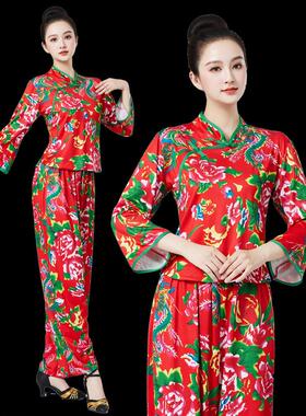 送扇子广场舞服装演出服成人民族新款风舞蹈服秧歌服表演服装扇子