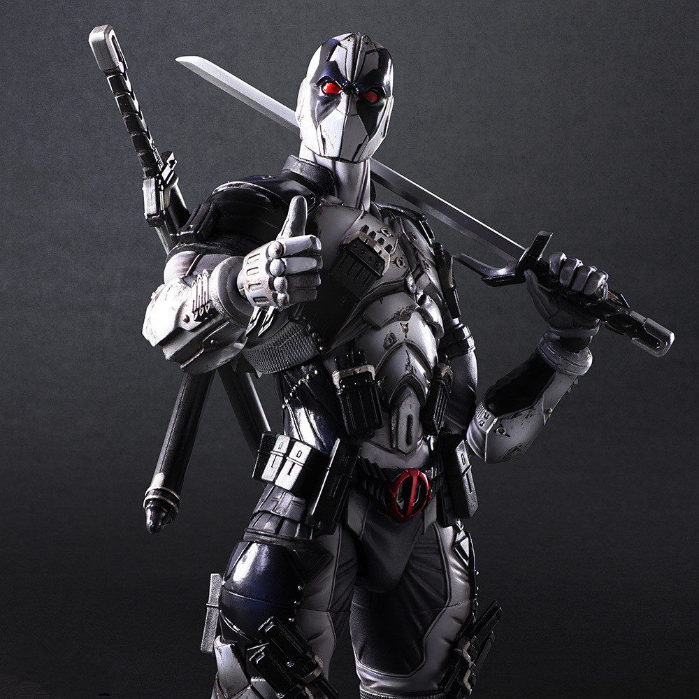 play arts 改死侍x战警小贱贱1/6瑞恩雷诺兹灰色可动手办模型摆件