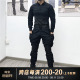 蛙服 工作服潮流修身 男女户外战术黑色收脚裤 健身弹力T恤安保套装