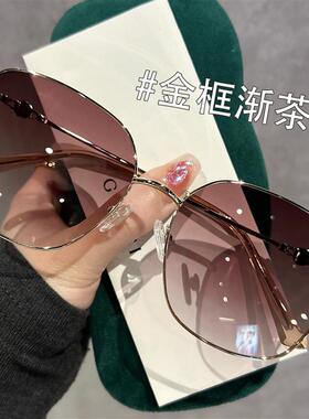 茶色太阳眼镜女款2025新款级感近视可配度数抗UV时尚偏光太阳镜