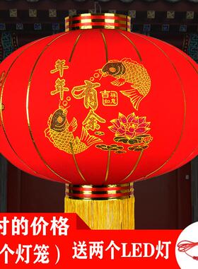 2024春节红灯笼过年植绒福字大新款龙年阳台户外大门新年挂饰一对