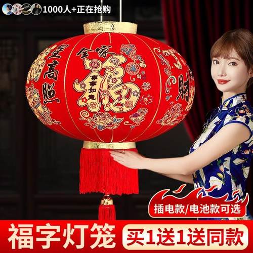2025新款大一对大门口新年春节挂饰户外阳台灯红灯笼吊灯乔迁装饰