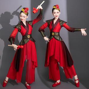 打鼓服演出服女中国风威风锣鼓队腰鼓水鼓舞蹈秧歌服装古装侠客风
