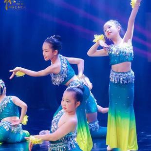 傣族舞蹈服装 儿童演出服女童彩云之南少儿独舞灵春述艺考剧目裙子