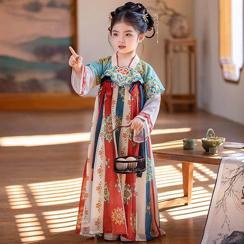 儿童公主汉服女2025新款敦煌绝美仙气唐朝古装女童春夏连衣裙六一