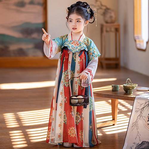 儿童公主汉服女2025新款敦煌绝美仙气唐朝古装女童春夏连衣裙六一