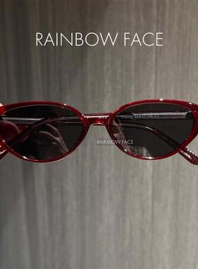 复古宝石红个性猫眼偏光太阳镜防紫外线时尚显白可配度数近视墨镜