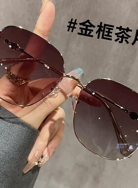 茶色渐变墨镜女大框偏光级感近视带度数防紫外线显脸小太阳眼镜